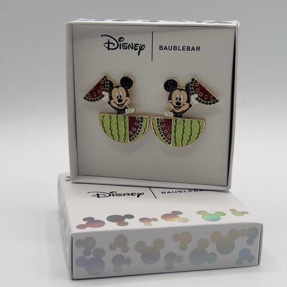 Disney Jewelry - Disney BaubleBar Mickey Mouse Watermelon Earrings Summer Studs Glitter Cute Gift